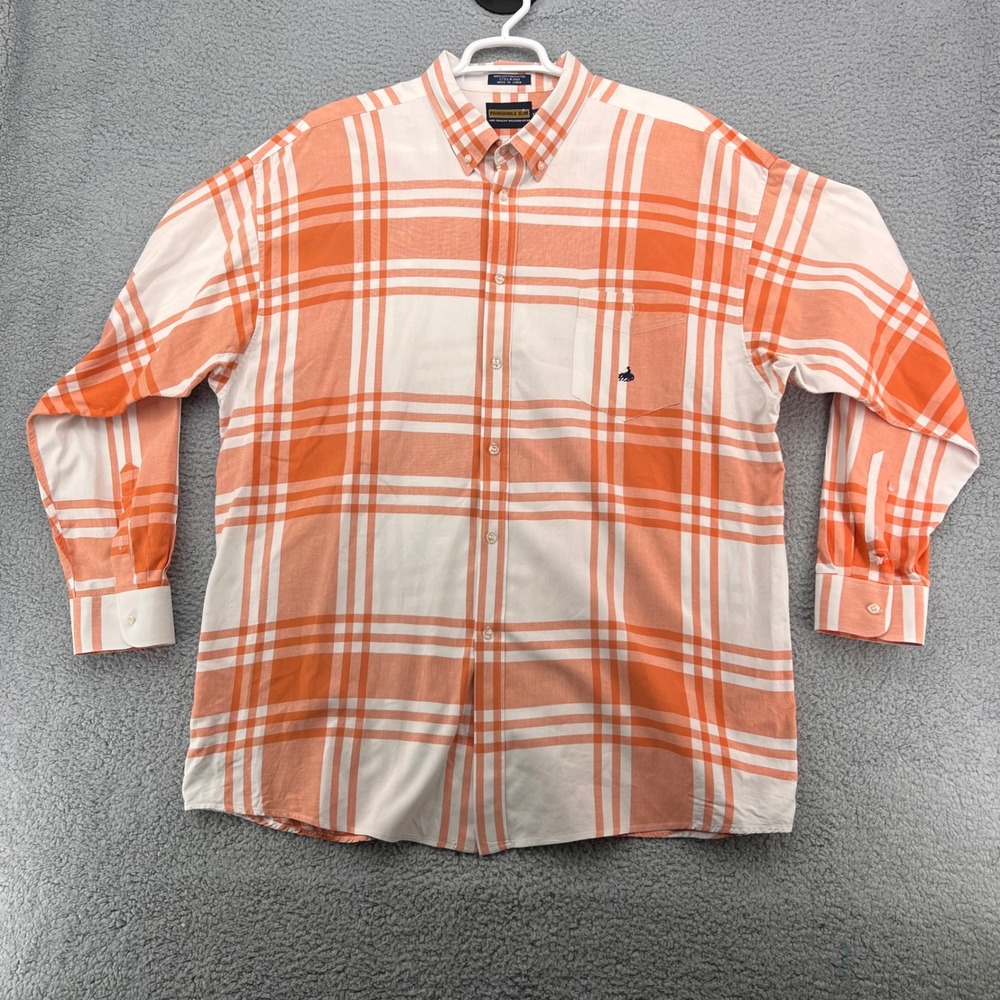 Panhandle Slim Mens XXL Orange White Plaid Western Button Down Shirt 4944